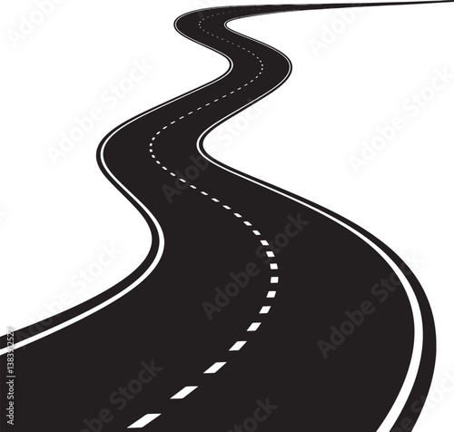 Road path curved vector illustration isolated On Transparent Background