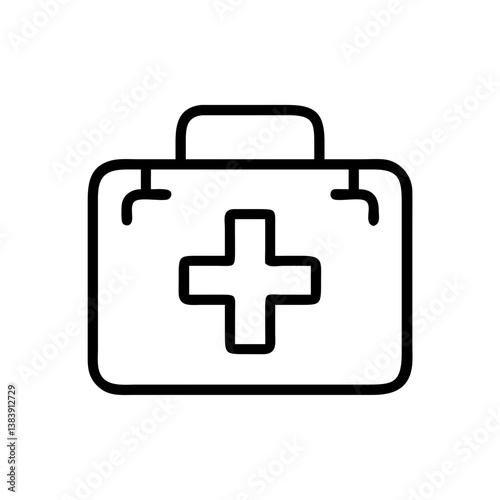 A black and white first aid kit vector illustration, perfect for emergency, healthcare, and medical safety-related designs.