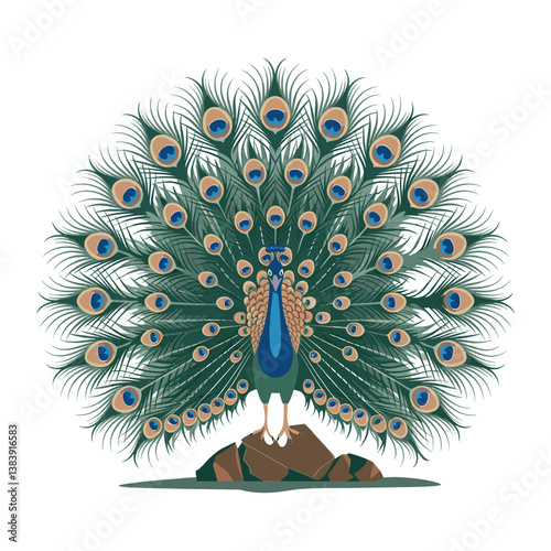 A vector-image-of-a-peacock-with-its dancing tail