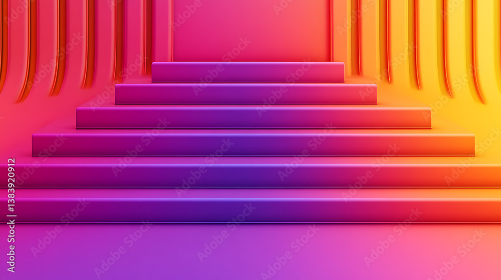 Minimal vibrant coloured steps, product podium abstract background Minimal vibrant coloured steps, product podium abstract background