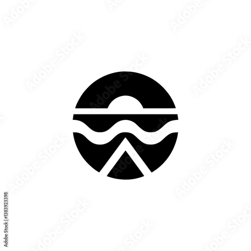 Free Download Minimalist Abstract Mountain and Waves Logo Design - GFXLoad