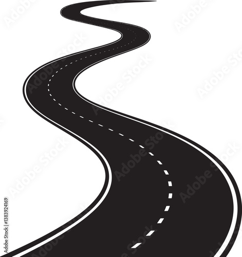 Road path curved vector illustration isolated On Transparent Background