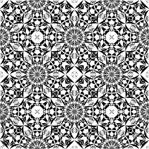 Основные RGB seamless abstract stylized floral pattern, creative ornament, modern black and white background, fashion print, vector original decoration