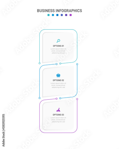 Vertical progress bar featuring 3 arrow-shaped elements, symbolizing the three stages of business strategy and progression. Clean timeline infographic design template. Vector for mobile presentation.