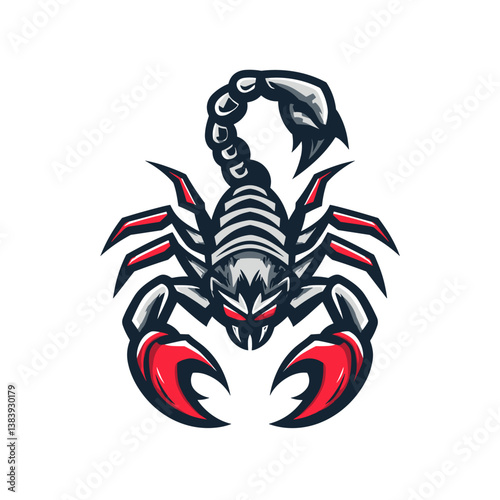 Creative esports vector logo featuring a scorpion design on a white background for branding and gaming purposes