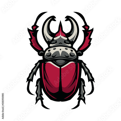 Stylized esports vector logo featuring a rhinoceros beetle design with bold colors and sharp details