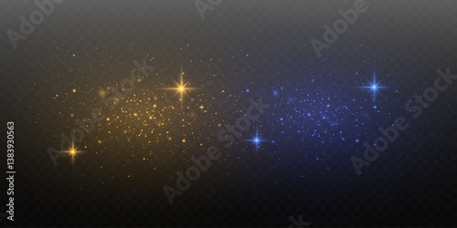 Glittering particles of dust and sparks.