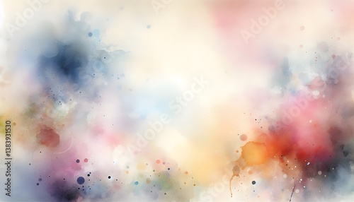 Paper textured background with soft watercolor stains, pastel color gradients, and artistic splashes 