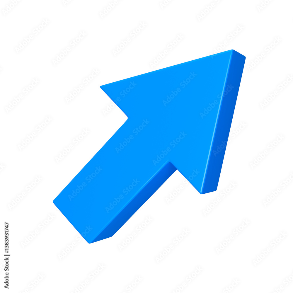 Diagonal up blue arrow isolated. Rise concept. 3d rendering Diagonal up blue arrow isolated. Rise concept. 3d rendering