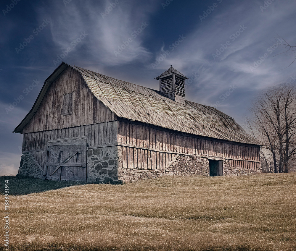 Obraz premium old barn in the field