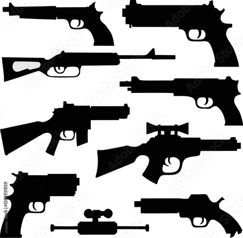 silhouette gun set illustration