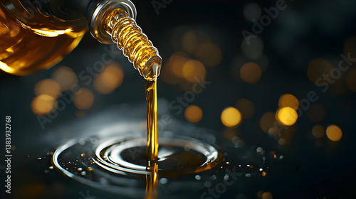 Wallpaper Mural Golden Oil Pouring With Circular Splash On Dark Background Torontodigital.ca