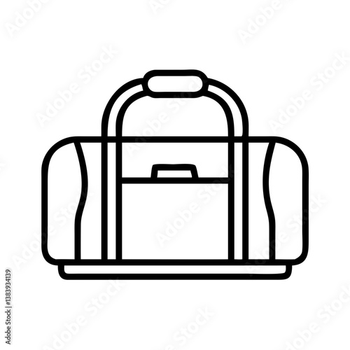 Outline duffel bag vector design for travel gear and gym bag illustration with simple black and white style