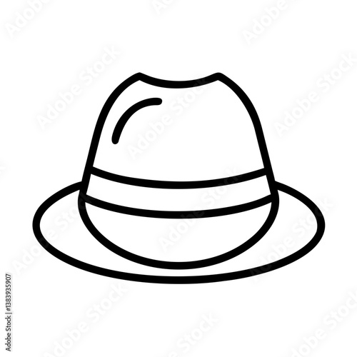 Vintage fedora hat outline icon vector illustration for fashion accessory and design element with brim style