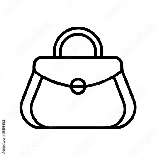 Outline handbag vector illustration, fashion accessory, stylish purse, elegant bag for women and girls