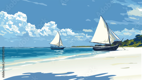 Diani Beach Kenya with Tranquil Shores in Digital Art.eps