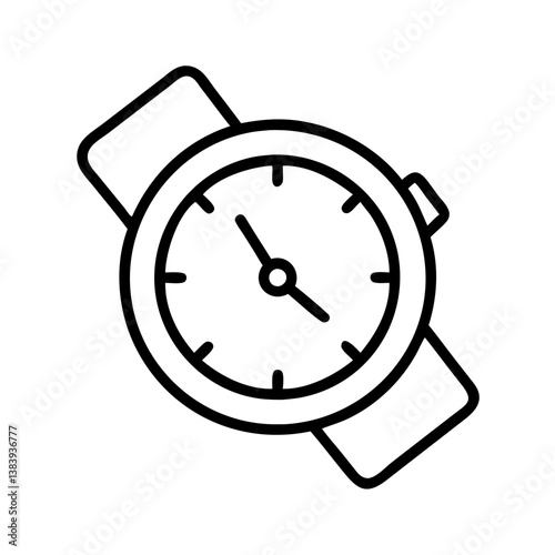 Outline wrist watch icon vector, time clock symbol, fashion accessory, watch face, timekeeping device design
