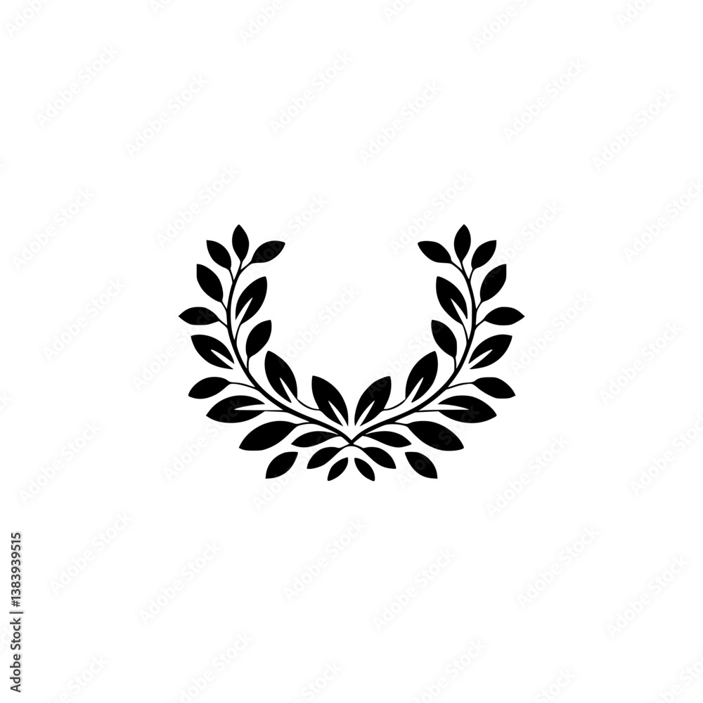Fototapeta premium Minimalist Laurel Wreath Icon: Black & White, Elegant Design Element