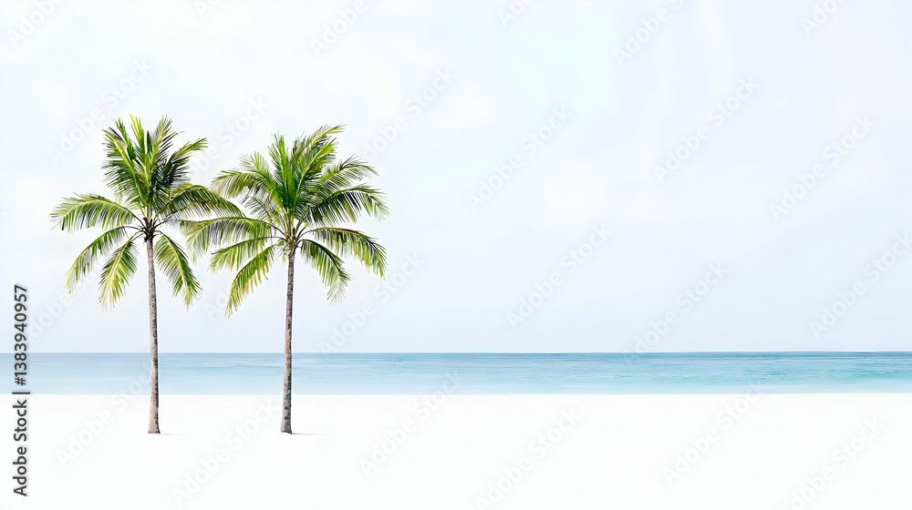 Obraz premium Tropical Beach Scene With Palm Trees