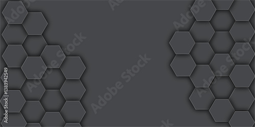  Vector Futuristic minimal honeycomb mosaic black background  Vector Illustration. 3D Futuristic abstract honeycomb mosaic white  wallpaper .  abstract honeycomb mosaic light black background