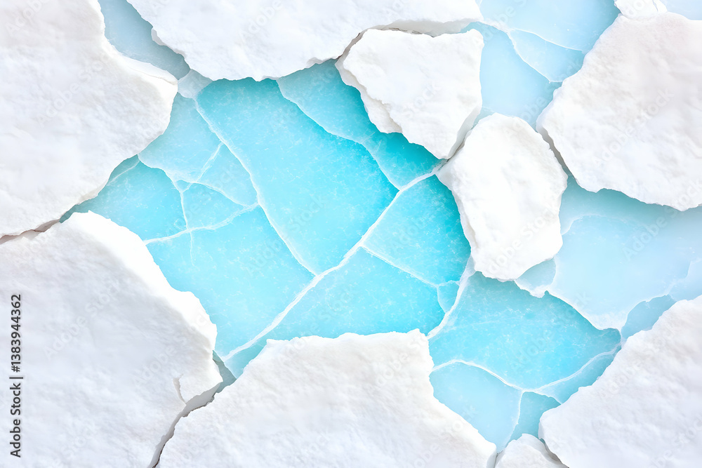 Naklejka premium Cracked white paint reveals light blue undercoat