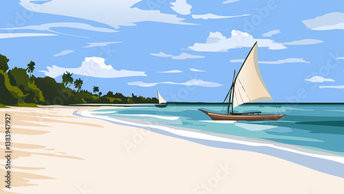 Diani Beach Kenya in Digital Illustration