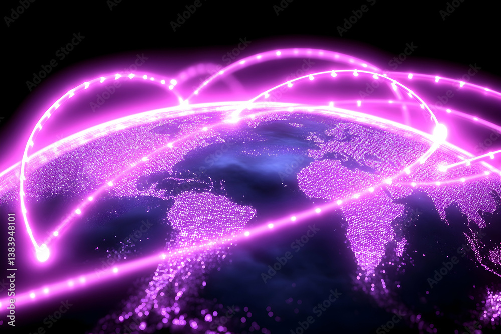 Obraz premium Glowing purple network connecting the world