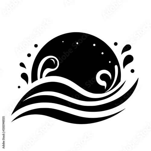 Abstract Black and White Water Crest Design