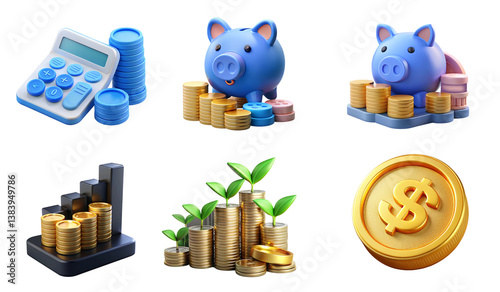 Investment Growth: Finance Illustrations Showcasing Savings Concepts in Digital Format