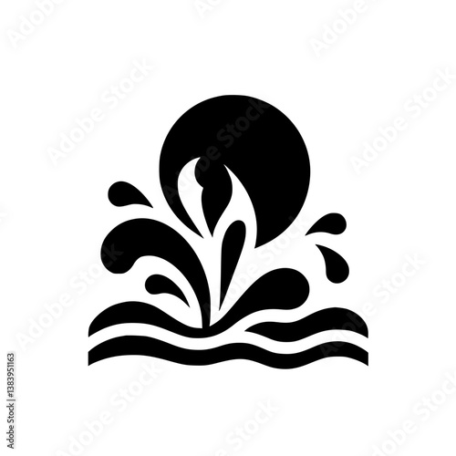 Abstract Black and White Water Splash Logo Design
