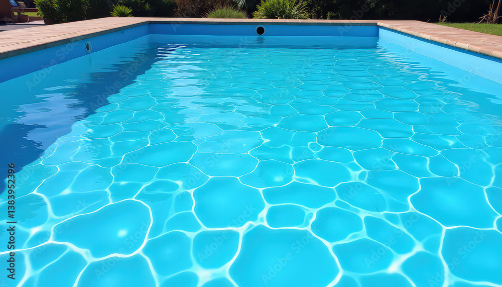 Sparkling blue pool on sunny day, summer preparation