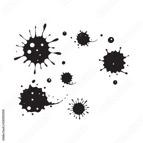 Ink blots, various splatter patterns.