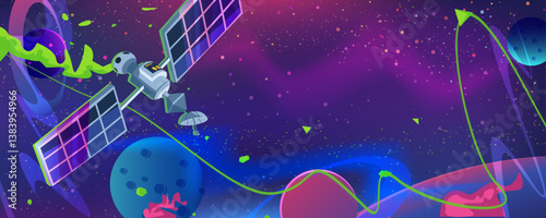 Space Satellite Orbits Cosmic Scene