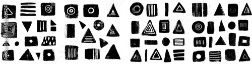 Set of wabisabi strokes in different forms, vector standard primitive shapes, triangle