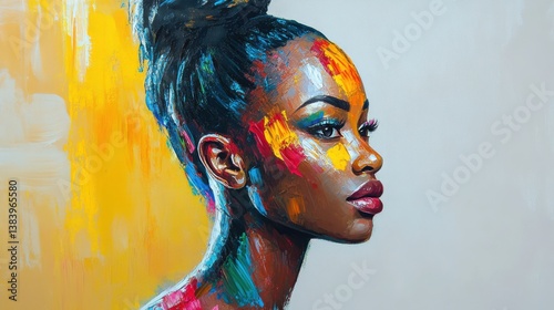 Obraz na płótnie Vibrant Blending Portrait in Modern Style w salonie