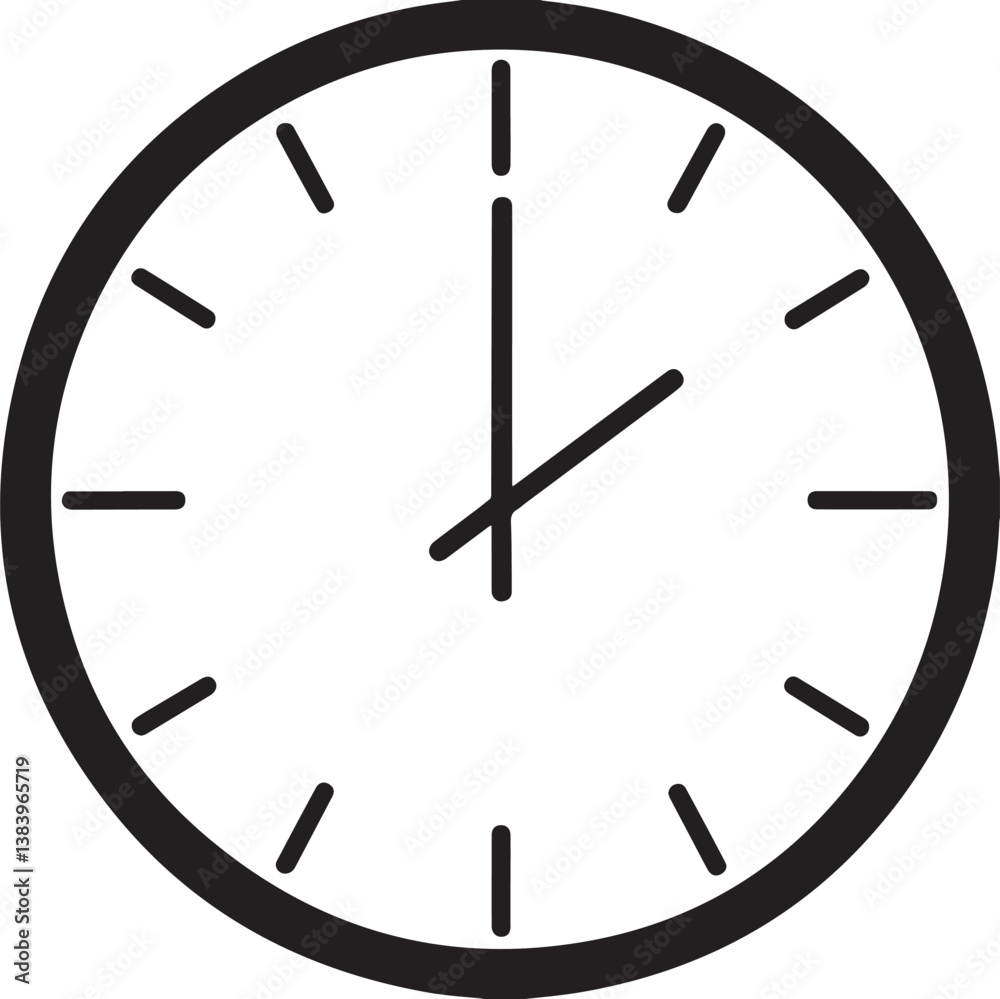 Minimalist Black and White Clock Icon for Time Management and Schedule Design Projects Minimalist Black and White Clock Icon for Time Management and Schedule Design Projects