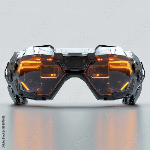 Obraz na płótnie Futuristic VR headset with glowing interface – modern gaming technology design w salonie