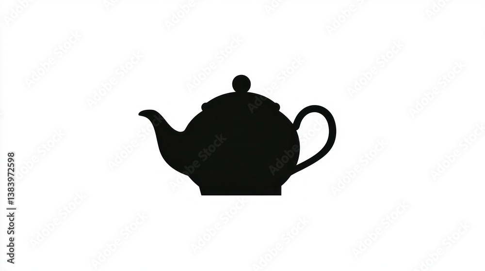Simple teapot silhouette, white background, tea time icon