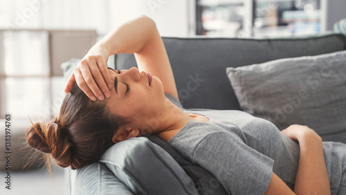 Young woman with headache