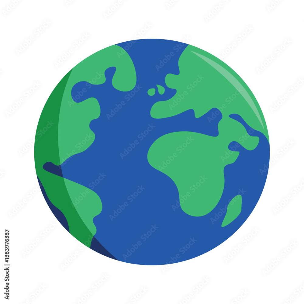 Vector Globe icon on white background. Planet Earth globe with oceans and water flat vector color icon for apps and websites. Flat vector green world design. Vector Globe icon on white background. Planet Earth globe with oceans and water flat vector color icon for apps and websites. Flat vector green world design.