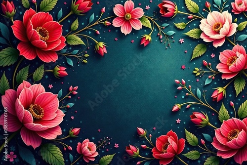 Intricate floral tapestry wallpaper, rich jewel tones, pattern, ornate