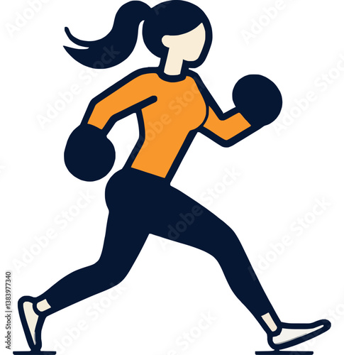 Active Female Boxer Running with Energy and Strength
