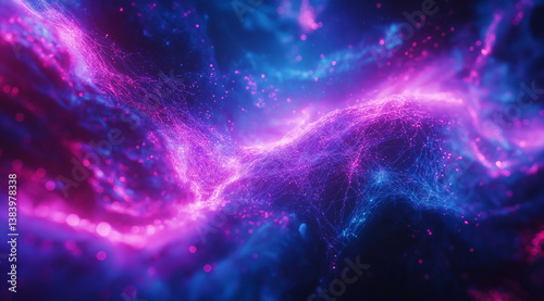 original technological background of DNA spirals and neural network nodes, data streams