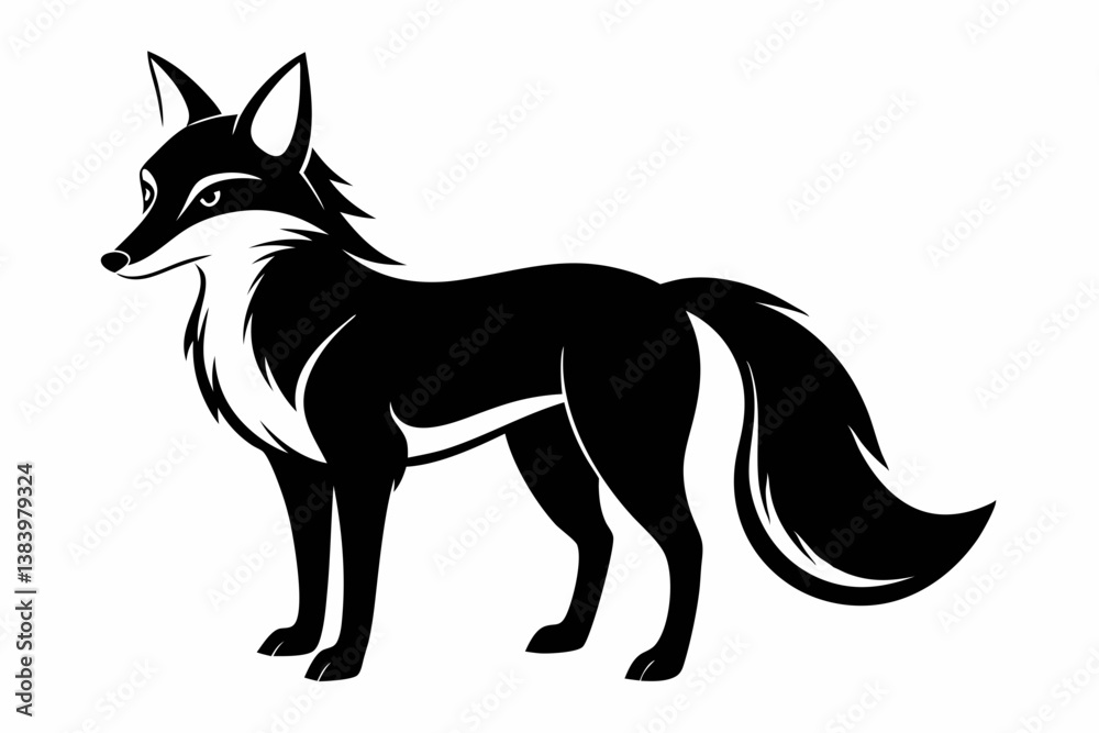Fototapeta premium fox silhouette line art vector illustration with a white background