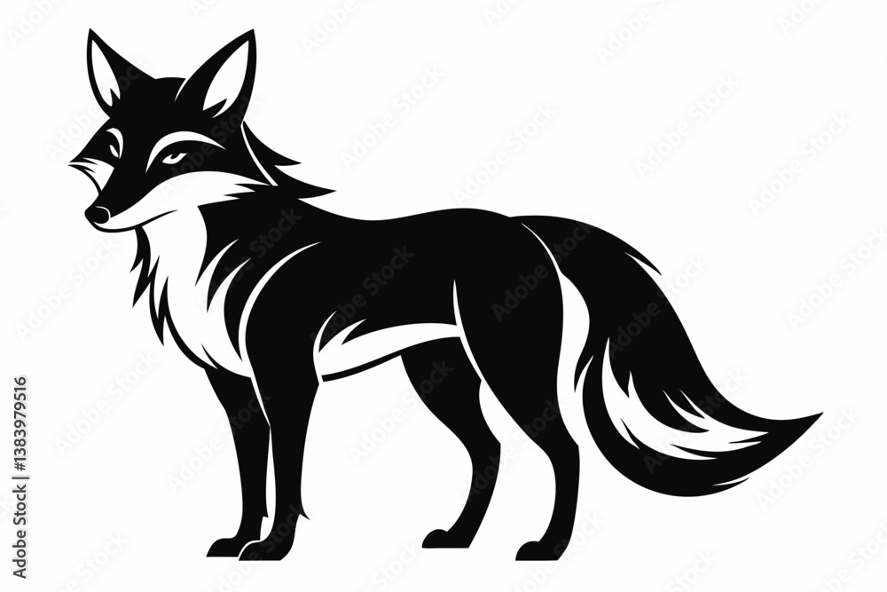 fox silhouette line art vector illustration with a white background fox silhouette line art vector illustration with a white background