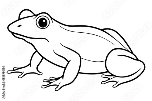 frog silhouette line art vector illustration with a white background