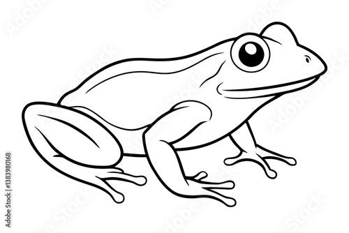 frog silhouette line art vector illustration with a white background