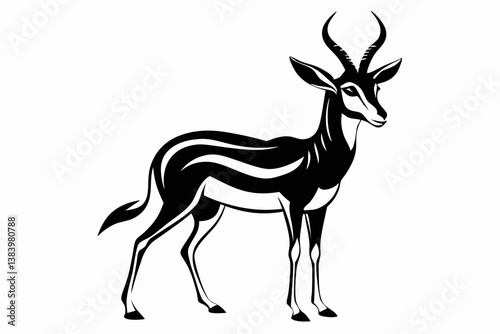 gazelle silhouette line art vector illustration with a white background