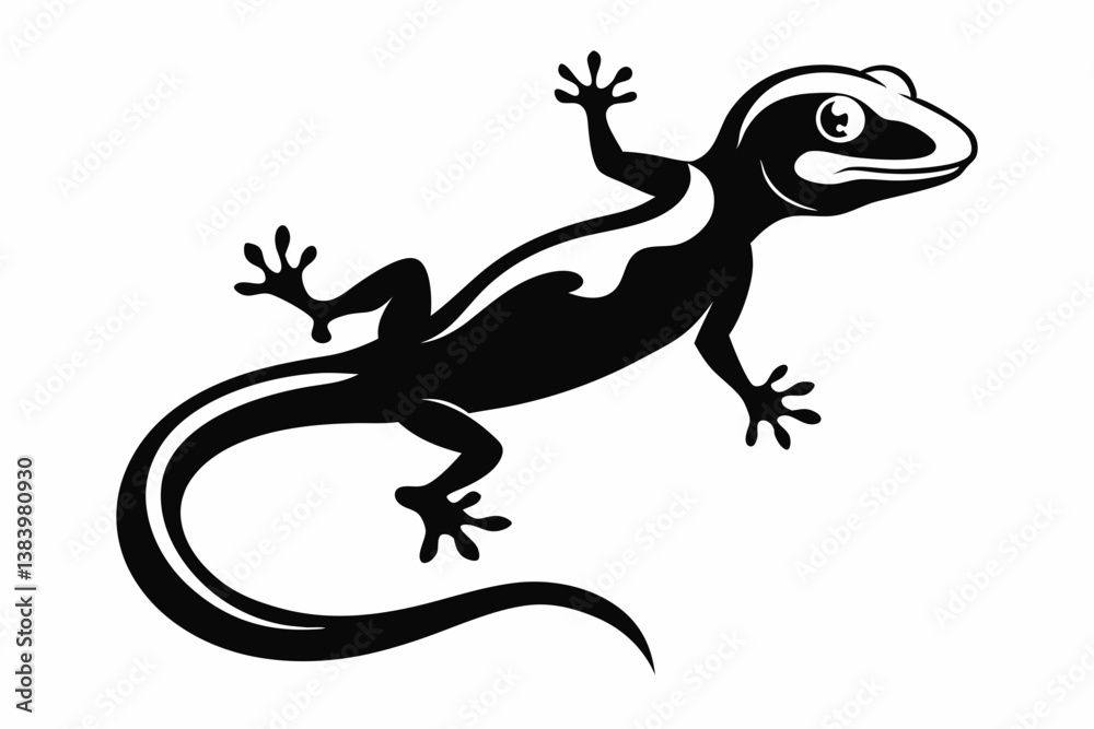 Naklejka premium gecko silhouette line art vector illustration with a white background