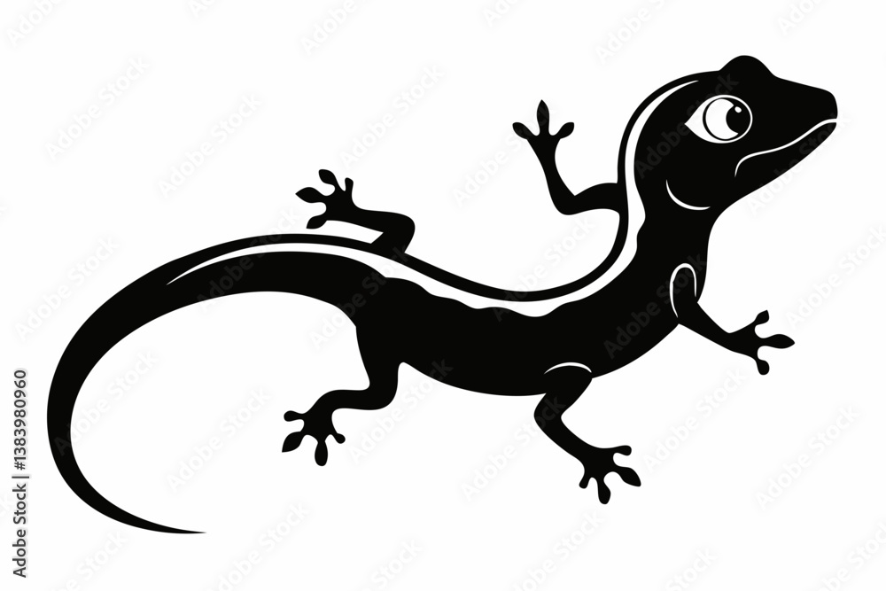 Fototapeta premium gecko silhouette line art vector illustration with a white background
